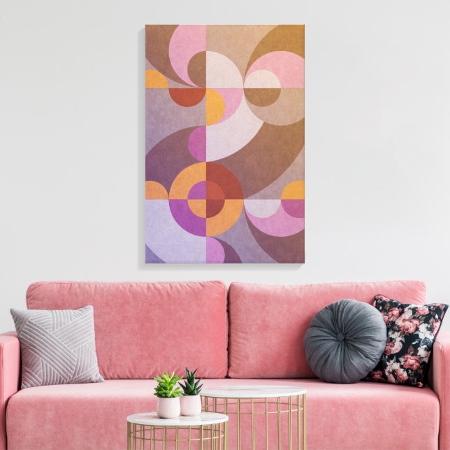 Geometric abstract retro circles Colourful pattern Canvas Print (Insitu(LivingRoom))