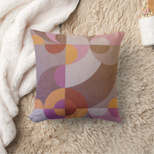 Geometric abstract retro circles Colourful pattern Throw Pillow
