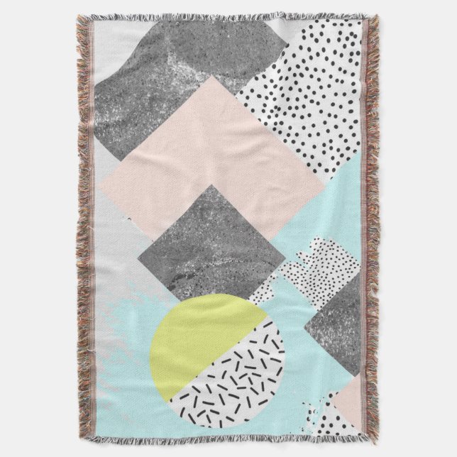 Geometric Abstract Scandi Design Throw Blanket (Front Vertical)
