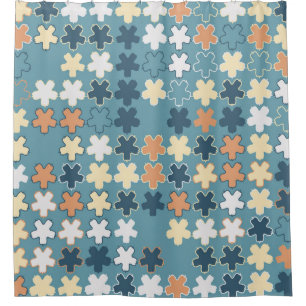 Geometric abstract seamless pattern of coloured sh