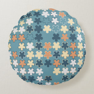 Geometric abstract seamless pattern of coloured sh round pillow