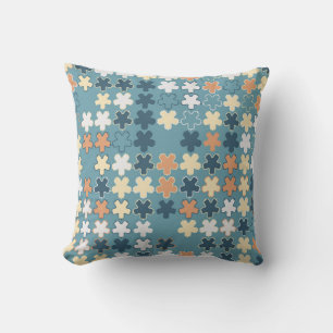 Geometric abstract seamless pattern of coloured sh throw pillow