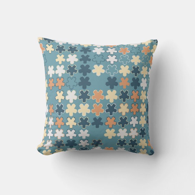 Geometric abstract seamless pattern of coloured sh throw pillow (Front)