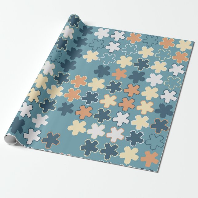 Geometric abstract seamless pattern of coloured sh wrapping paper (Unrolled)