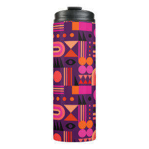 Geometric abstract seamless pattern with shapes of thermal tumbler