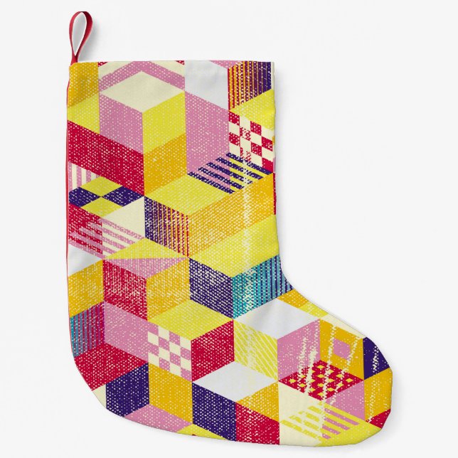 Geometric, abstract seamless vintage design. small christmas stocking (Front)