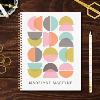 Geometric Abstract Shapes Mid Century Modern Notebook