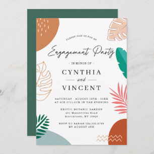 Geometric Abstract Summer Exotic Engagement Party Invitation