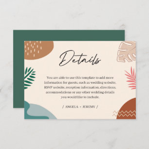 Geometric Abstract Summer Tropical Wedding Details Enclosure Card