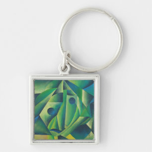 Geometric Abstract Village Woman And Headscarf Keychain