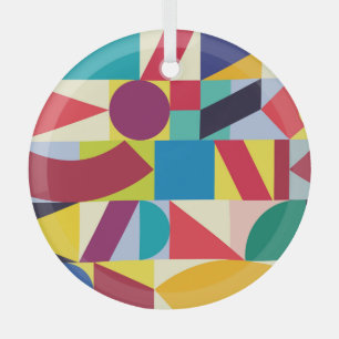 Geometric Abstract: Vintage Seamless Pattern. Glass Ornament