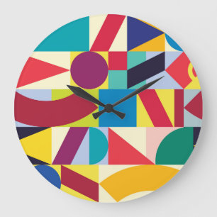 Geometric Abstract: Vintage Seamless Pattern. Large Clock