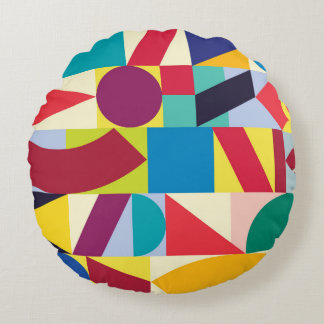 Geometric Abstract: Vintage Seamless Pattern. Round Pillow