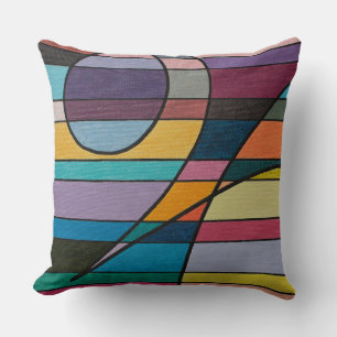 Geometric Abstract with Bold Stripes and Curves Throw Pillow