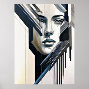 Geometric abstract woman poster