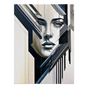 Geometric abstract woman poster