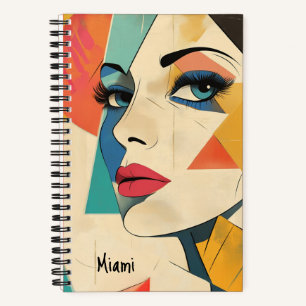 Geometric Abstract Woman with Aqua Eyes Notebook