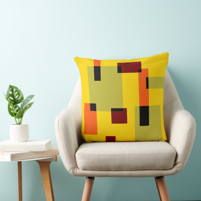 Geometric Abstraction Mint Orange Black Red Yellow Throw Pillow (Chair)