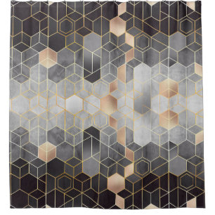 Geometric abstraction of hexagons on a black and w