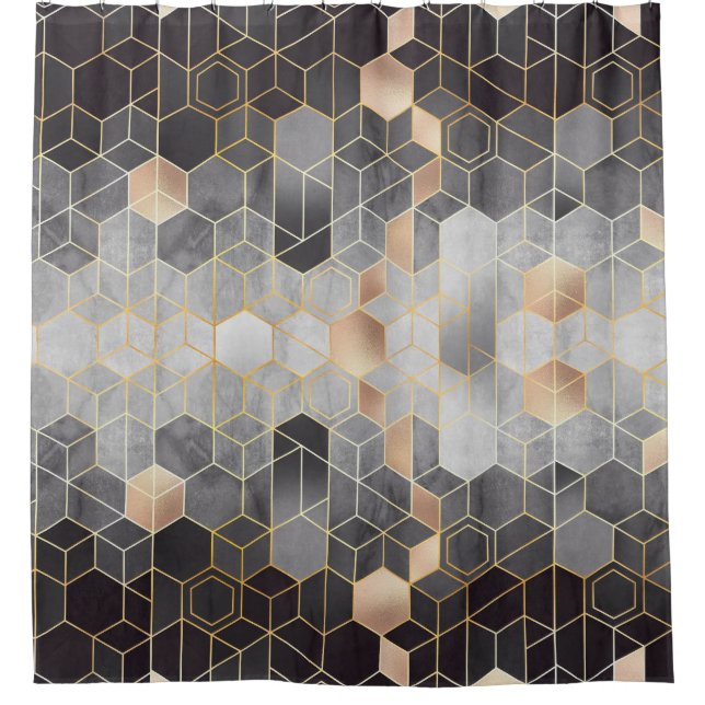 Geometric abstraction of hexagons on a black and w (Front)