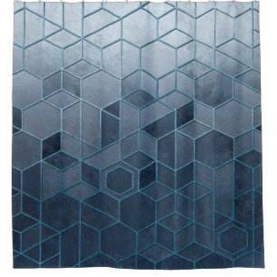 Geometric abstraction of hexagons on a blue relief