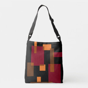 Geometric Abstraction Red Orange Brown Black Crossbody Bag