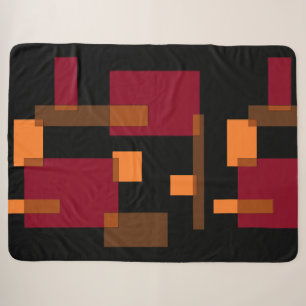 Geometric Abstraction Red Orange Brown Black Sherpa Blanket