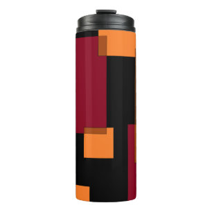 Geometric Abstraction Red Orange Brown Black Thermal Tumbler