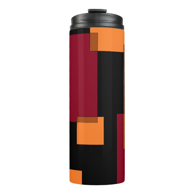 Geometric Abstraction Red Orange Brown Black  Thermal Tumbler (Front)