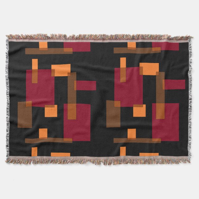 Geometric Abstraction Red Orange Brown Black  Throw Blanket (Front)