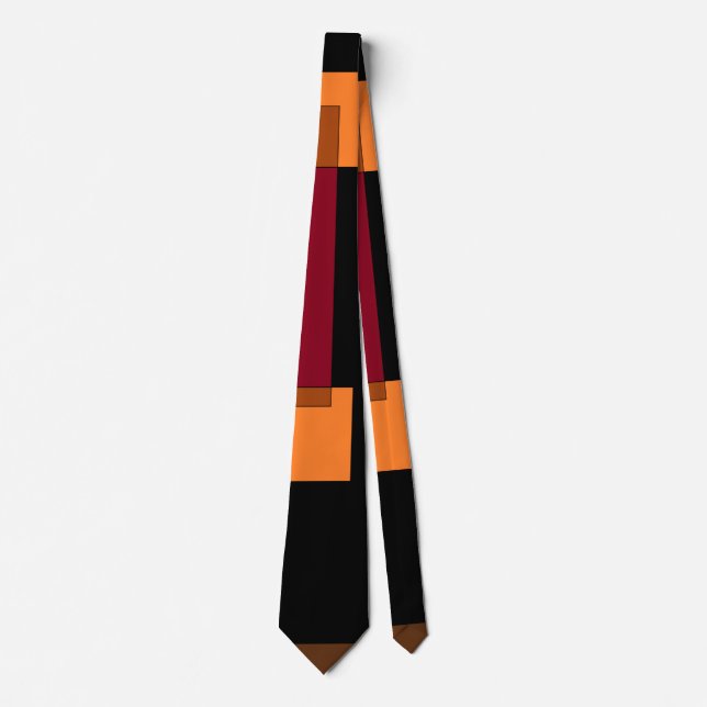 Geometric Abstraction Red Orange Brown Black  Tie (Front)