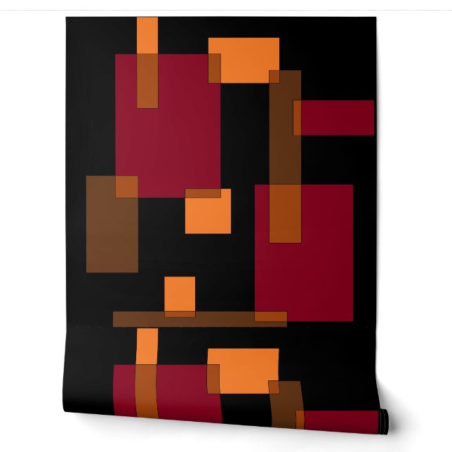 Geometric Abstraction Red Orange Brown Black  Wallpaper (Unrolling)