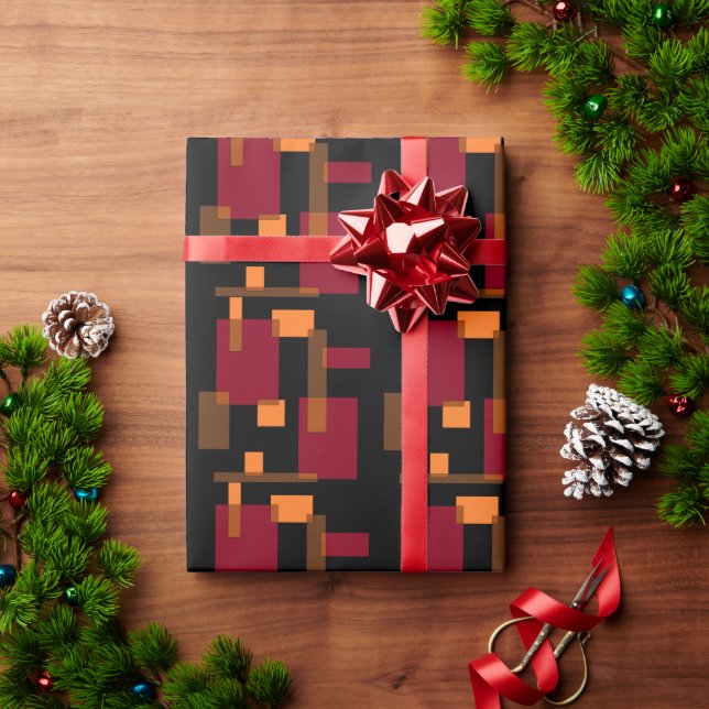 Geometric Abstraction Red Orange Brown Black  Wrapping Paper (Holiday Gift)