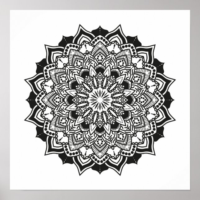 Geometric Adult Colouring Mandala Poster (Front)
