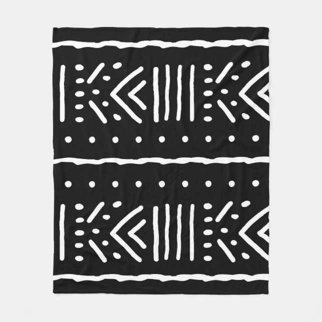 Geometric African Mud Cloth Tribal Giftwrap Fleece Blanket (Front)