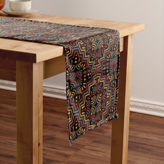 Geometric African Pattern Medium Table Runner (In Situ)