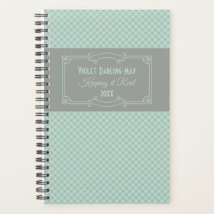Geometric and Art Deco Mint & Grey Personalized Planner