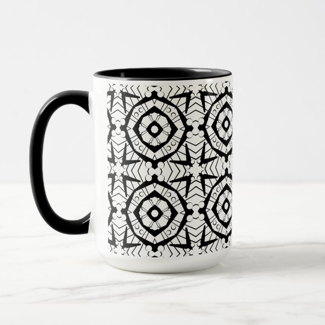 Geometric and Batik-style pattern Mug (Left)
