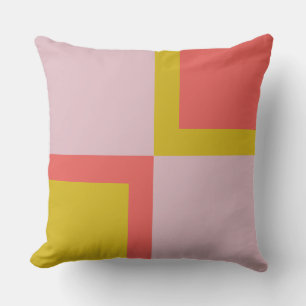 Geometric and Feather Pink Throw Pillow