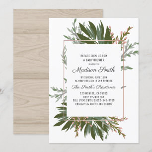 Geometric and Greenery Baby Shower Invitation