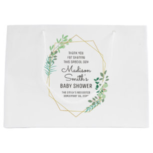 Geometric and Greenery Baby Shower Party Favour Large Gift Bag