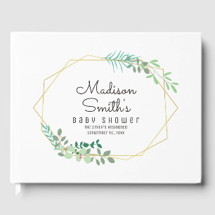 Geometric and Greenery Baby Shower Party Guest Book
