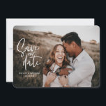 Geometric and script wedding photo save the date<br><div class="desc">Geometric and script wedding photo save the date. Background colour can be changed. Modern take on rustic wedding with script handwriting.</div>