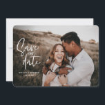 Geometric and script wedding photo save the date<br><div class="desc">Geometric and script wedding photo save the date. Background colour can be changed. Modern take on rustic wedding with script handwriting.</div>