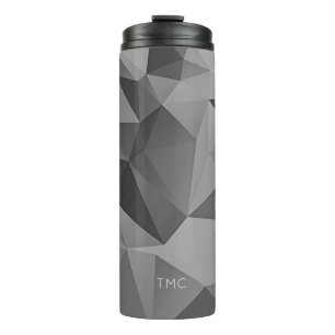 Geometric Angles Modern INITIALS Grey Tones Cool Thermal Tumbler