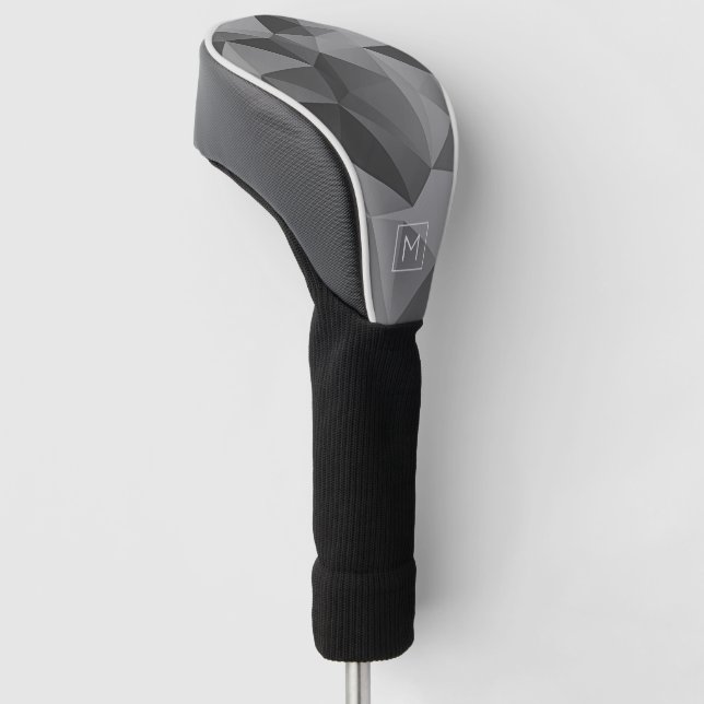 Geometric Angles Monogram INITIAL Grey Him Golf Head Cover (Angled)