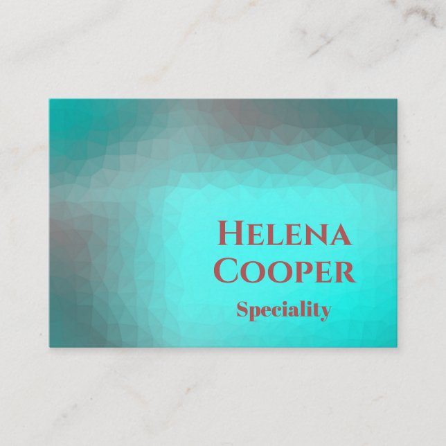 Geometric aqua blue turquoise business card (Front)