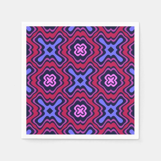 Geometric Arabesque Pattern in Vibrant Pink and Bl Napkin (Front)