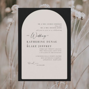 Geometric Arch Black & Cream Wedding Invitation