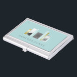 Geometric Architect Light Teal & Faux Gold Business Card Holder<br><div class="desc">Business card holder for an architect in light teal,  white and gold with a stylish and modern geometric design.</div>